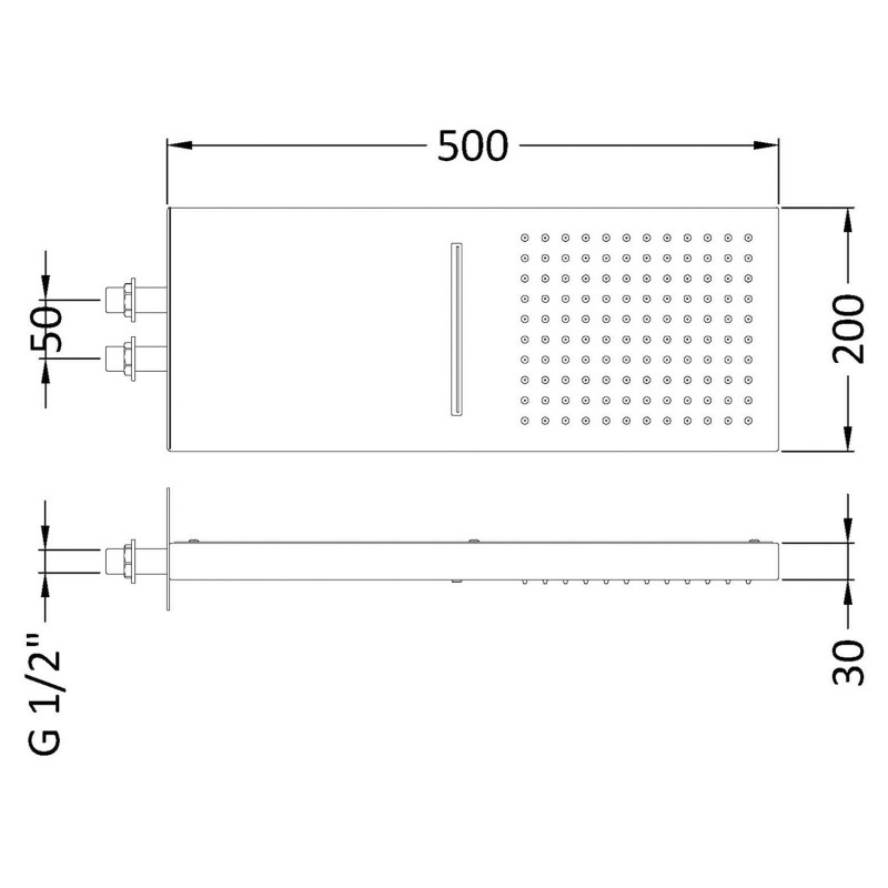 Fixed Head With Waterblade - Technical Drawing