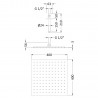 400mm Square Stainless Steel Shower Head with Ceiling Arm - Technical Drawing