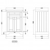 Old London Storm Grey 600mm (w) x 868mm (h) x 470mm (d) 2 Door Vanity Unit and Basin with 1 Tap Hole - Technical Drawing