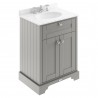 Old London Storm Grey 600mm (w) x 886mm (h) x 470mm (d) 2 Door Vanity Unit with Grey Marble Top and Basin with 3 Tap Holes