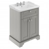 Old London Storm Grey 600mm (w) x 868mm (h) x 470mm (d) 2 Door Vanity Unit and Basin with 3 Tap Holes