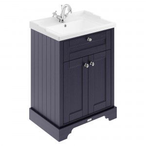 Old London Twilight Blue 600mm (w) x 868mm (h) x 470mm (d) 2 Door Vanity Unit and Basin with 1 Tap Hole