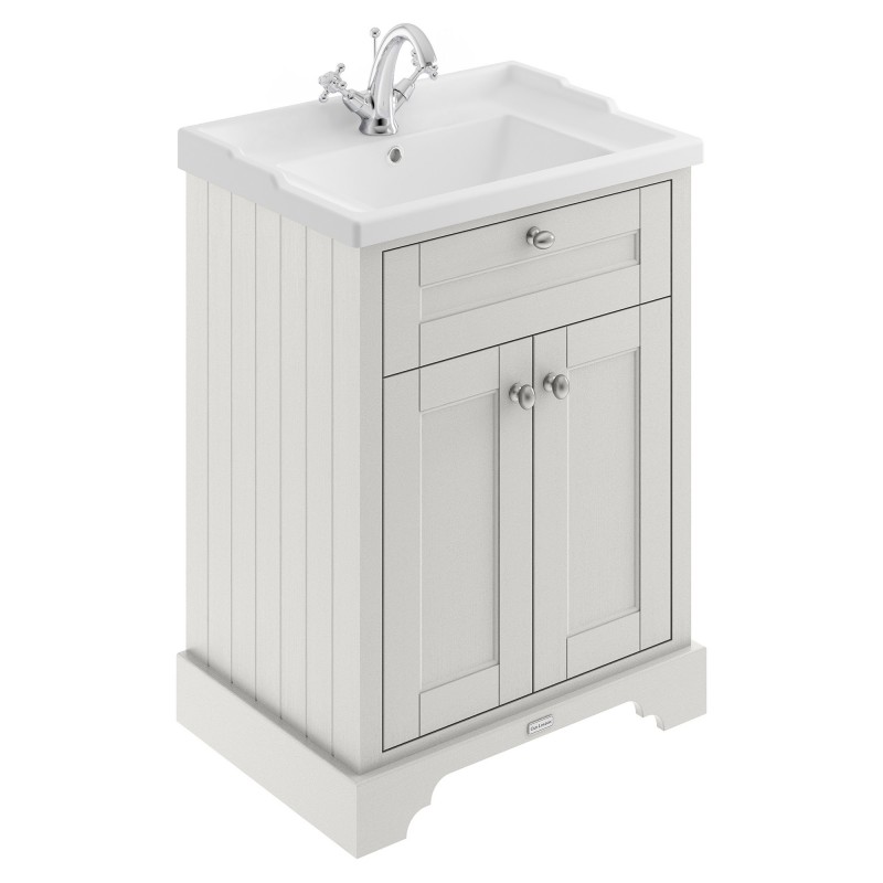 Old London Timeless Sand 600mm (w) x 868mm (h) x 470mm (d) 2 Door Vanity Unit and Basin with 1 Tap Hole
