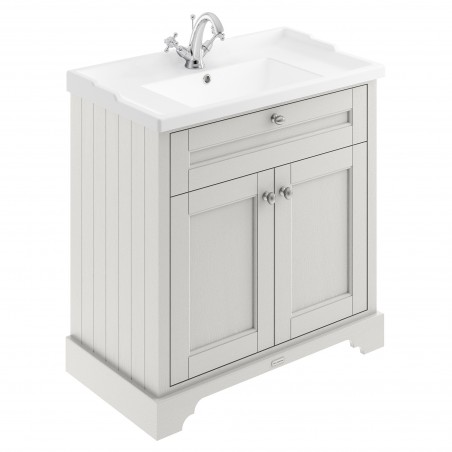 Old London Timeless Sand 800mm (w) x 868mm (h) x 470mm (d) 2 Door Vanity Unit and Basin with 1 Tap Hole