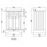 Old London Timeless Sand 600mm (w) x 886mm (h) x 470mm (d) 2 Door Vanity Unit with White Marble top - Technical Drawing