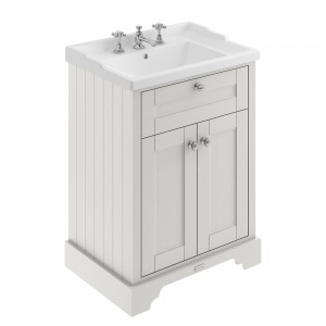 Old London Timeless Sand 600mm (w) x 886mm (h) x 470mm (d) 2 Door Vanity Unit and Basin with 3 Tap Holes