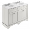 Old London Timeless Sand 1200mm (w) x 886mm (h) x 470mm (d) 4 Door Unit with Grey Marble Top and Double 3 Tap Hole Basins