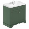 Old London Hunter Green 800mm Cabinet & Basin - 3 Tap Holes