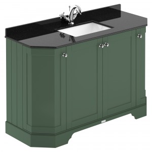 Old London Hunter Green 1200mm 4 Door Angled Unit & Black Marble Top 1 Tap Hole