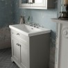 Old London Floor Standing 2-Door Vanity Unit with 3-Tap Hole Fireclay Basin 800mm Wide - Timeless Sand - Insitu