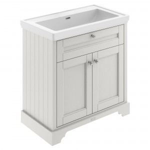Old London Floor Standing 2-Door Vanity Unit with 0-Tap Hole Fireclay Basin 800mm Wide - Timeless Sand