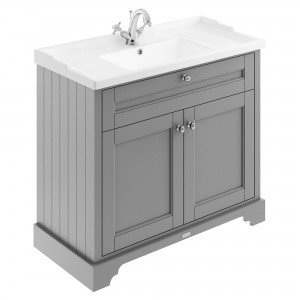 Old London Storm Grey 1000mm (w) x 868mm (h) x 470mm (d) 2 Door Vanity Unit and Basin with 1 Tap Hole