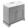 Old London Storm Grey 1000mm (w) x 868mm (h) x 470mm (d) 2 Door Vanity Unit and Basin with 3 Tap Holes