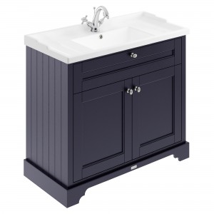 Old London Twilight Blue 1000mm (w) x 868mm (h) x 470mm (d) 2 Door Vanity Unit and Basin with 1 Tap Hole