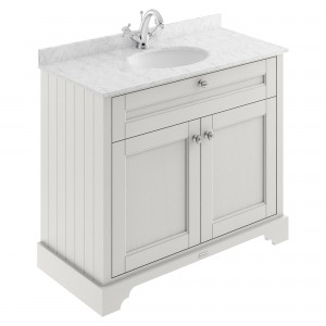Old London Timeless Sand 1000mm (w) x 886mm (h) x 470mm (d) 2 Door Unit with Grey Marble Top and Basin with 1 Tap Hole