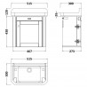 Old London Twilight Blue 515mm (w) x 550mm (h) x 300mm (d) Wall Hung Cabinet & Basin - Technical Drawing