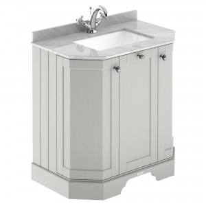 Old London Timeless Sand 750mm (w) x 888mm (h) x 470mm (d) 3-Door Angled Unit & Marble Top 1 Tap Hole