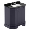 Old London Twilight Blue 750mm (w) x 888mm (h) x 470mm (d) 3-Door Angled Unit & Marble Top 3 Tap Hole