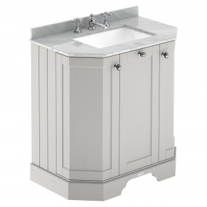 Old London Timeless Sand 750mm (w) x 888mm (h) x 470mm (d) 3-Door Angled Unit & Marble Top 3 Tap Hole