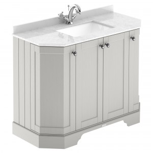 Old London Timeless Sand 1000mm (w) x 888mm (h) x 470mm (d) 4-Door Angled Unit & Marble Top 1 Tap Hole