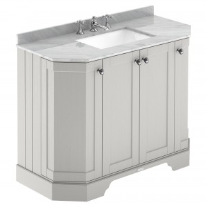 Old London Timeless Sand 1000mm (w) x 888mm (h) x 470mm (d) 4-Door Angled Unit & Marble Top 3 Tap Hole