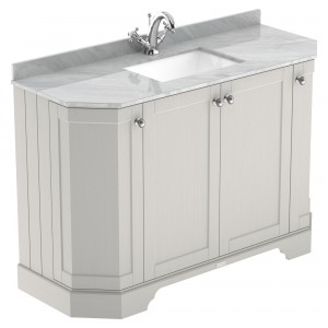 Old London Timeless Sand 1200mm (w) x 888mm (h) x 470mm (d) 4-Door Angled Unit & Marble Top 1 Tap Hole