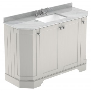 Old London Timeless Sand 1200mm (w) x 800mm (h) x 470mm (d) 4-Door Angled Unit & Marble Top 3 Tap Hole