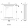 Old London Storm Grey 600mm (w) x 752mm (h) x 193mm (d) Mirror Storage Cabinet - Technical Drawing