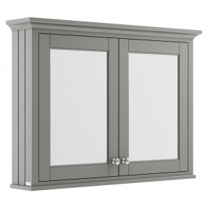 Old London Storm Grey 1050mm (w) x 752mm (h) x 193mm (d) 2 Door Mirror Storage Cabinet