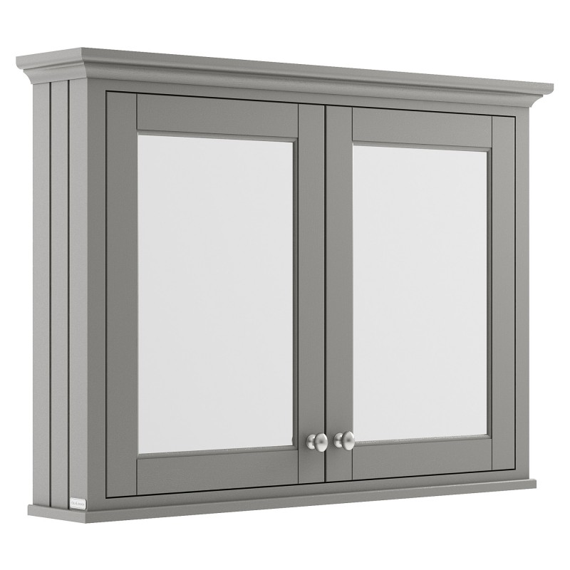 Old London Storm Grey 1050mm (w) x 752mm (h) x 193mm (d) 2 Door Mirror Storage Cabinet