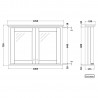 Old London Twilight Blue 1050mm (w) x 752mm (h) x 193mm (d) 2 Door Mirror Storage Cabinet - Technical Drawing