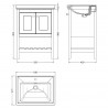 Bexley Floor Standing 2-Door 1-Shelf Vanity with 1-Tap Hole Fireclay Basin 600mm Wide - Satin White - Technical Drawing