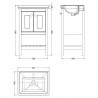 Bexley Floor Standing 2-Door 1-Shelf Vanity with 1-Tap Hole Fireclay Basin 500mm Wide - Satin White - Technical Drawing