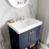 Bexley Floor Standing 2-Door 1-Shelf Vanity with 3-Tap Hole Fireclay Basin 600mm Wide - Indigo Blue - Insitu