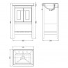 Bexley Floor Standing 2-Door 1-Shelf Vanity with 3-Tap Hole Fireclay Basin 500mm Wide - Cool Grey - Technical Drawing
