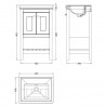 Bexley Floor Standing 2-Door 1-Shelf Vanity with 0-Tap Hole Fireclay Basin 500mm Wide - Matt Green - Technical Drawing