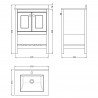 Bexley Floor Standing 2-Door 1-Shelf Vanity with Single Bowl 1-Tap Hole Marble Top - Cool Grey White - Technical Drawing