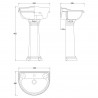 Chancery 500mm 1 Tap Hole Basin & Pedestal - Technical Drawing
