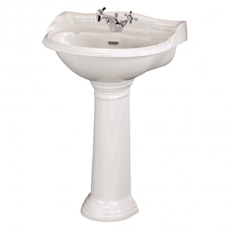 Chancery 600mm Basin with 1 Tap Hole and Full Pedestal