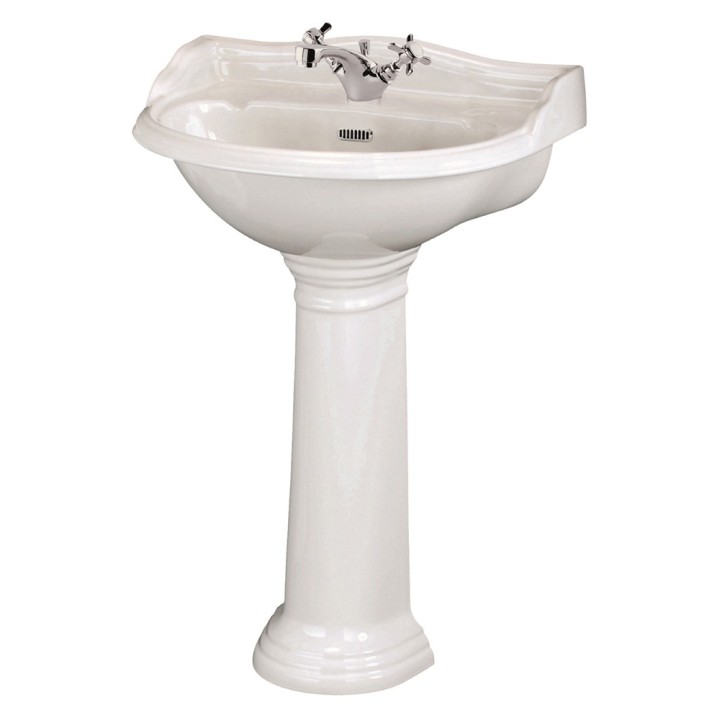 Chancery 600mm Basin with 1 Tap Hole and Full Pedestal