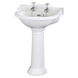 Chancery 600mm Basin with 2 Tap Holes and Full Pedestal