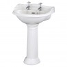 Chancery 600mm Basin with 2 Tap Holes and Full Pedestal