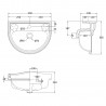 Chancery 500mm (w) x 250mm (h) x 400mm (d) Cloakroom Basin (1 Tap Hole) - Technical Drawing