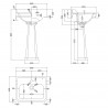 Richmond 560mm 1 Tap Hole Basin & Pedestal - Technical Drawing