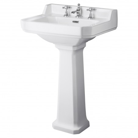 Richmond 600mm Basin with 3 Tap Holes and Full Pedestal
