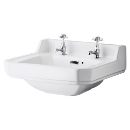Richmond 500mm (w) x 223mm (h) x 350mm (d) Wall Mounted Basin (2 Tap Holes)