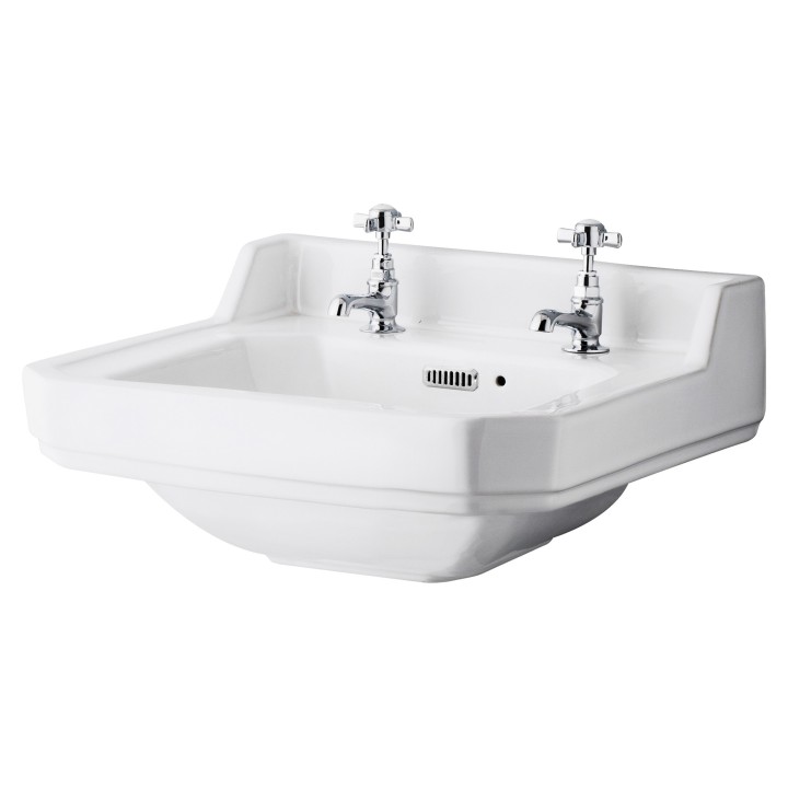 Richmond 500mm (w) x 223mm (h) x 350mm (d) Wall Mounted Basin (2 Tap Holes)
