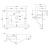 Richmond 560mm (w) x 266mm (h) x 450mm (d) Wall Mounted Basin (1 Tap Hole) - Technical Drawing