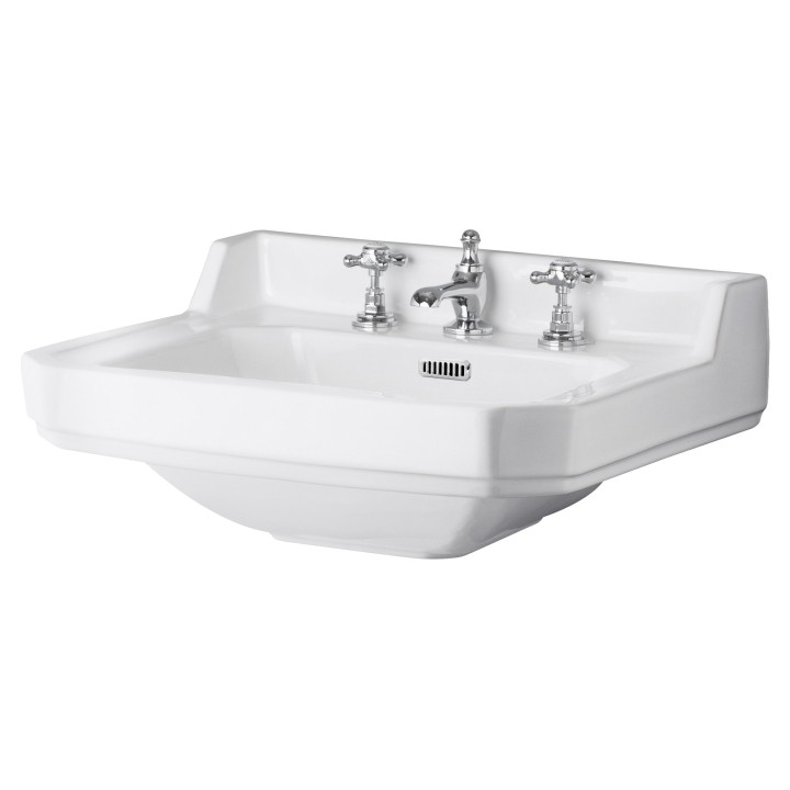 Richmond 560mm (w) x 266mm (h) x 450mm (d) Wall Mounted Basin (3 Tap Holes)