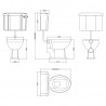 Richmond 470mm (w) x 985mm (h) Low Level Traditional Toilet Inc Flush Pipe Kit & Cistern - Technical Drawing